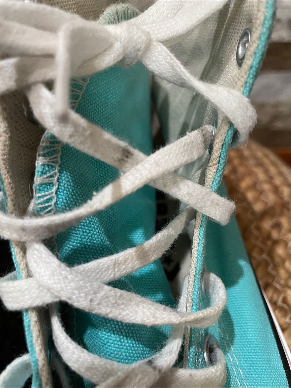 CONVERSE Turquoise High Top Sneakers Sz 6 - Picture 8 of 9